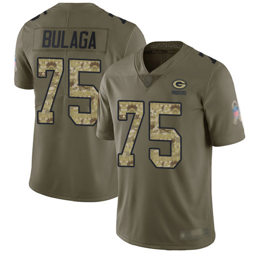 Green Bay Packers Limited Olive Camo Men #75 Bulaga Bryan Jersey Nike NFL 2017 Salute to Service